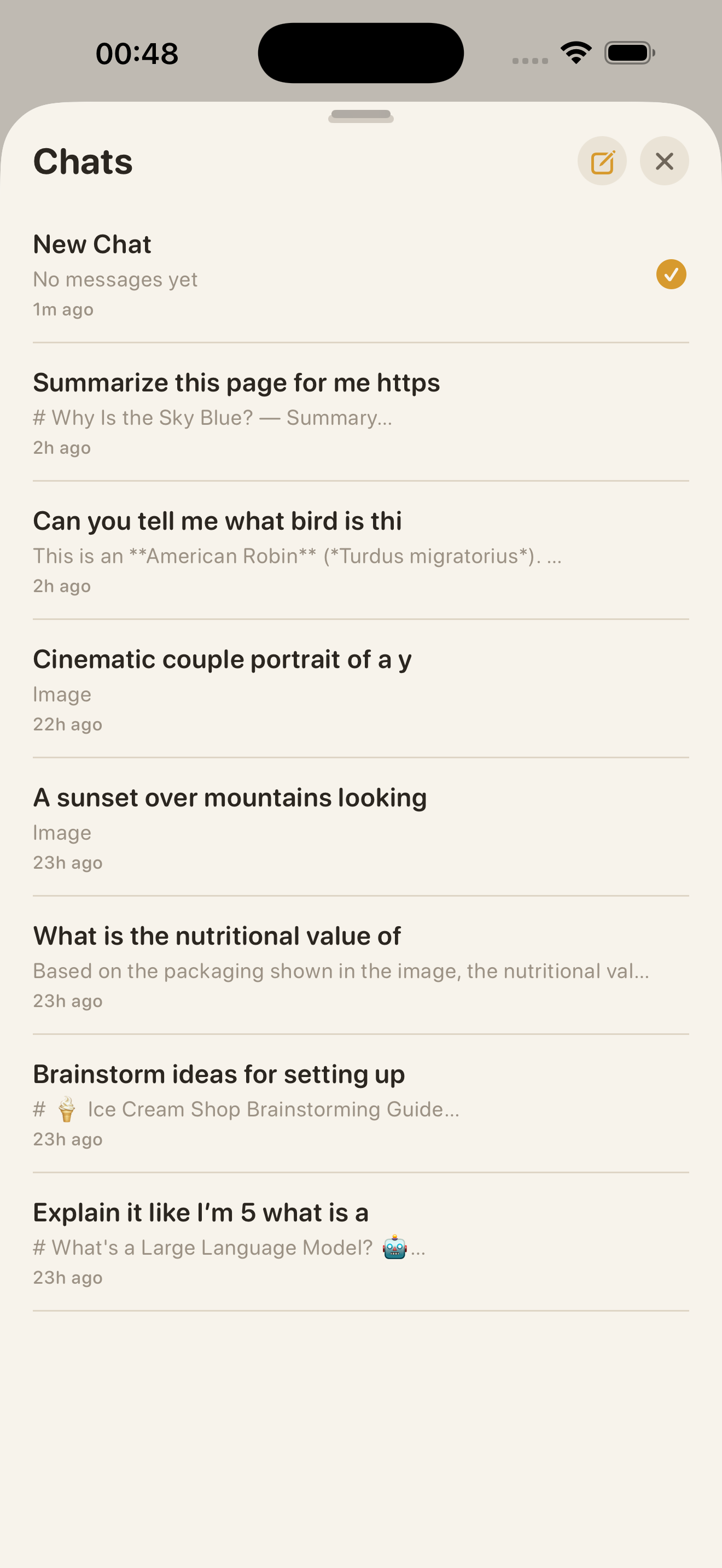 Light theme chat list