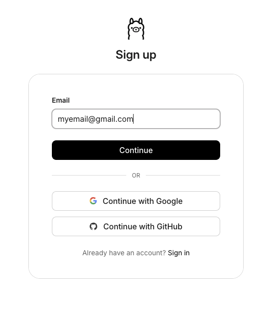 Sign up on ollama.com
